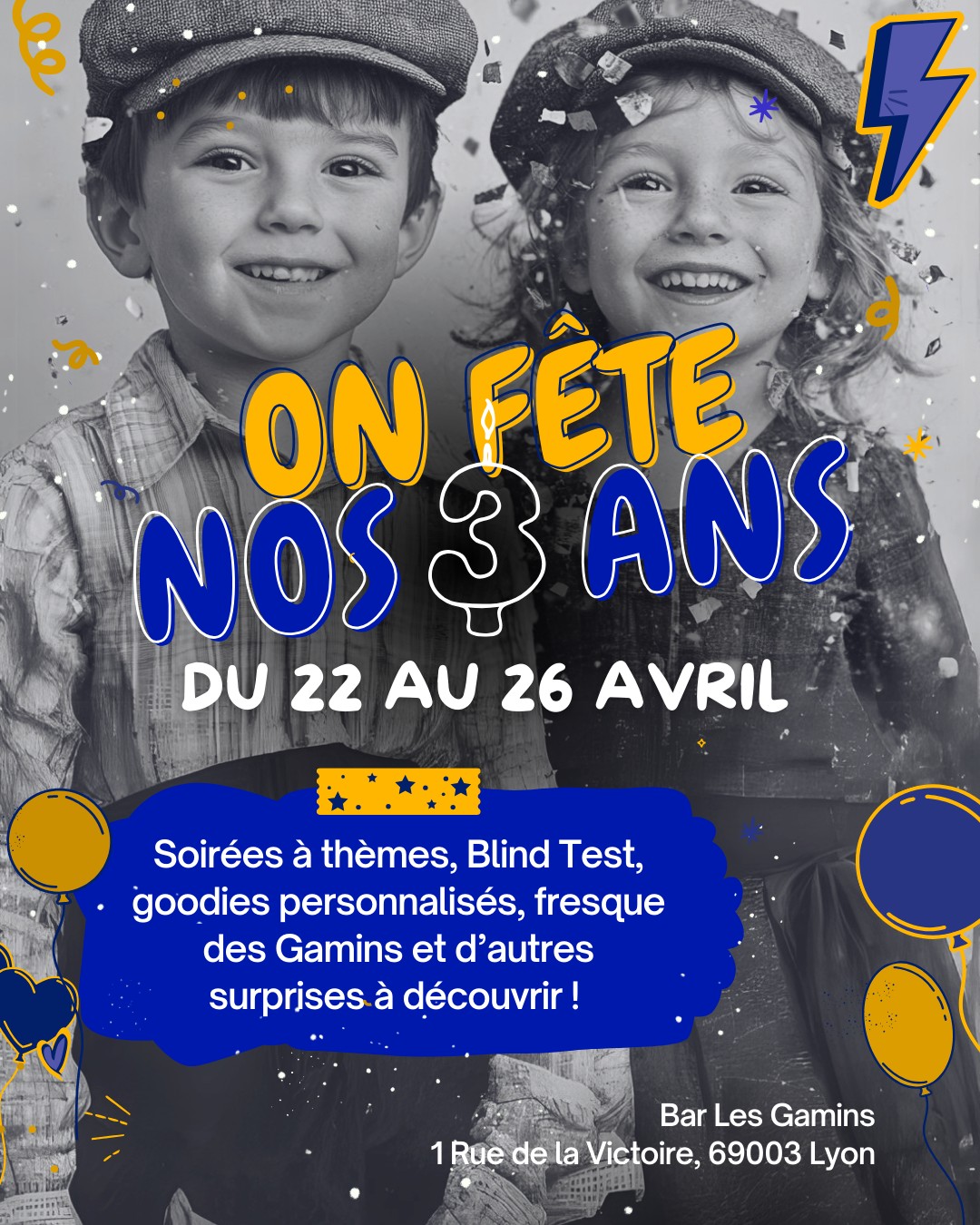 Affiche anniversaire Bar Les Gamins